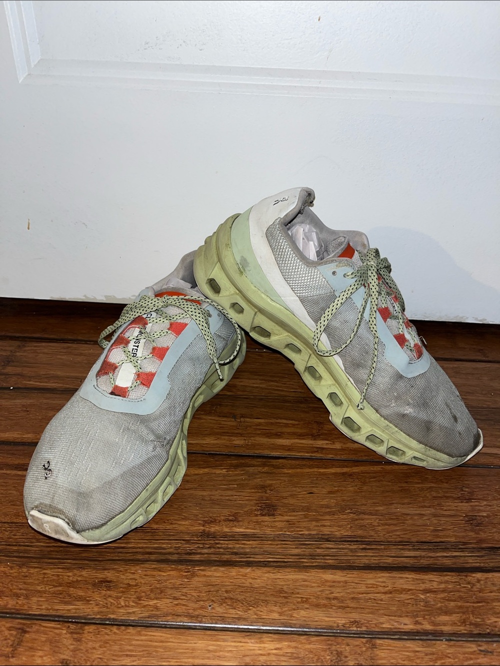 On Cloudmonster Women's Sneakers with Lime Soles and Checkered Accent